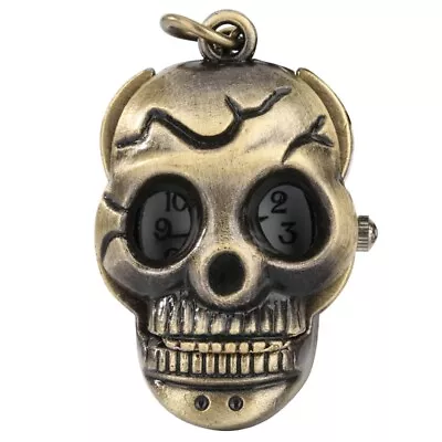 Vintage Style Skull Shaped Pocket Watch With Necklace Chain For Women Men Gifts • £4.79