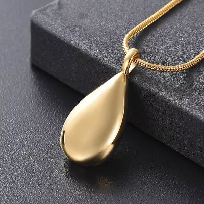 Gold Tear Drop Cremation Ashes Necklace Jewellery Urn Pendant Keepsake Memorial • £15.99