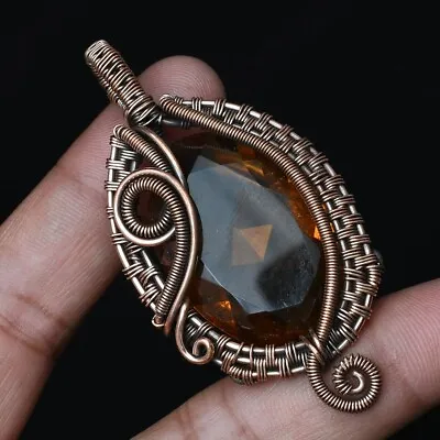 Beautiful Citrine Gemstone Handmade Copper Wire Pendant Jewelry CCP 040 • $7.99