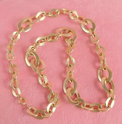 1990's VINTAGE LARGE Cable CHAIN LINK GOLD TONE METAL NECKLACE 25  • $10