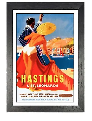 £6.99 • Buy Hastings 5 Railway Old Advert Poster Sexy Couple On Beach Sea Holiday Photo 