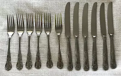 Cutlery Set 6 Knives And 6 Forks Stainless Steel Edwardian Style Pattern • £6.99