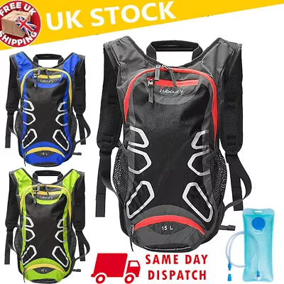 15L Hydration Backpack Pack + 2L Water Bag Bladder Cycling Hiking Running Travel • £10.90