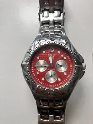 Relic Fossil 'WET' Mens Stainless Steel Watch With Red Face  • $25