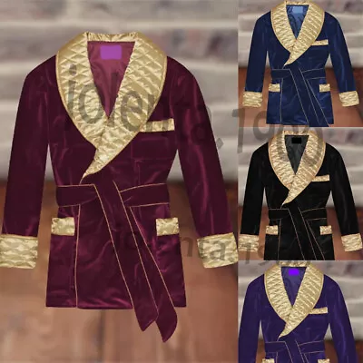 Men's Quilted Jackets Velvet Robes Men Smoking Jackets Dinner Party Wear Coats • $55.79