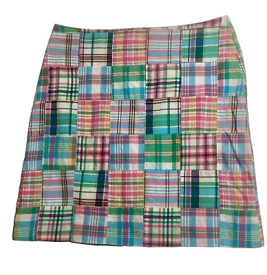 Talbots Size 4p Skirt Fully Lined Cotton Madras Pastel Plaid Spring Colors Fun • $15.95