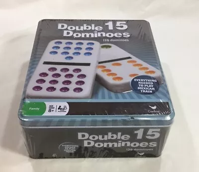 *NEW* Double 15 Dominoes Set By Cardinal Tin Case Mexican Train Game SEALED • $20