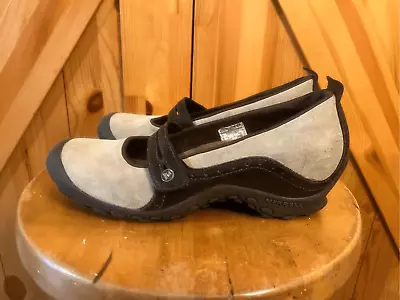 Merrell Plaza Bandeau Dark Taupe Suede Mary Jane Wedge Shoes Women's 7.5 • $30