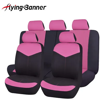 $32.99 • Buy Car Seat Covers Set Universal Pink Black Rear Split 40/60 50/50 60/40 Washable 