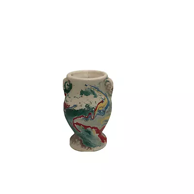Vintage Morton Pottery End Of Day Vase Urn Miniature Paint Swirl Sample Multi • $19.93