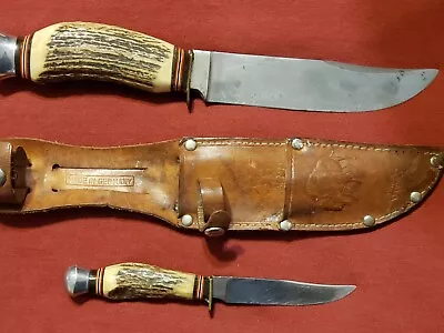 Vintage Solingen Germany Piggyback Knife Set. Stag Handles. Great Condition. • $125