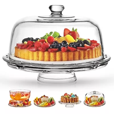 Versatile 6-in-1 Glass Cake Dome: Elegant Serving & Storage Solution Royalty Art • $44.99