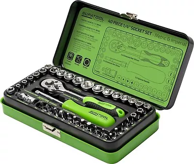 Supatool Premium 40 Piece 1/4 Inch Drive Socket Set Metric & Imperial STP2040 • $79.95