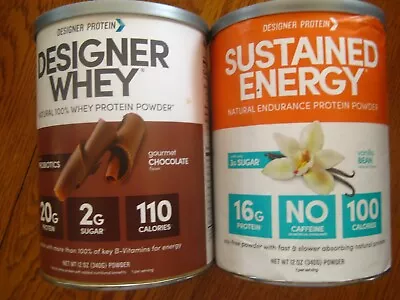 LOT OF 2  Designer Protein 12 Oz Cans  Chocolate & Vanilla Protein Powder • $29.99