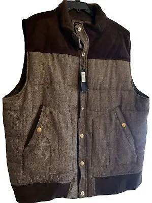 Vtg Y2K Eastside Westside Basic Code Brown Herringbone Tweed Vest 3XL NWT $100 • $26.99