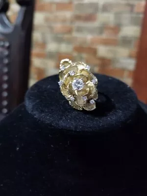 Huge Custom 14K Nugget Flower Diamond Ring ! $4500 Appraised Value • $3000