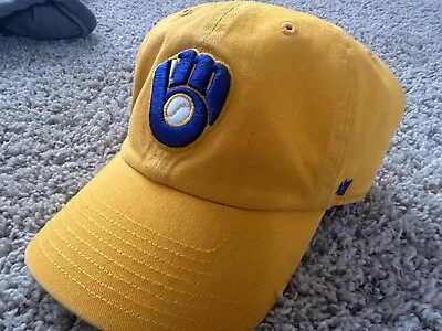 Milwaukee Brewers 47 Brand Adjustable Hat Yellow Dad Cap Retro Logo Vintage • $17