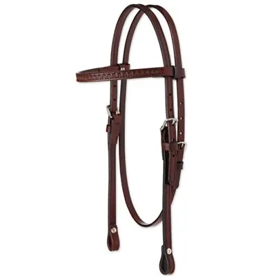 Circle Y 5/8” Tooled Leather 5/8” Browband Headstall Walnut #0125-3001 ~ NEW • $89.95