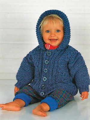 Baby Girls Boys Hooded Cable Jacket Cardigan KNITTING PATTERN Chunky 18 - 24  • £2.15