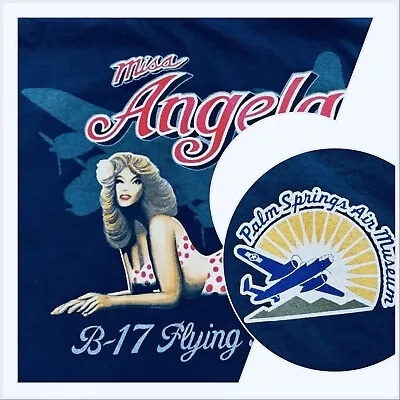 Palm Springs Air Museum B 17 Flying Fortress Miss Angela Navy T Shirt 2 XL  • $21