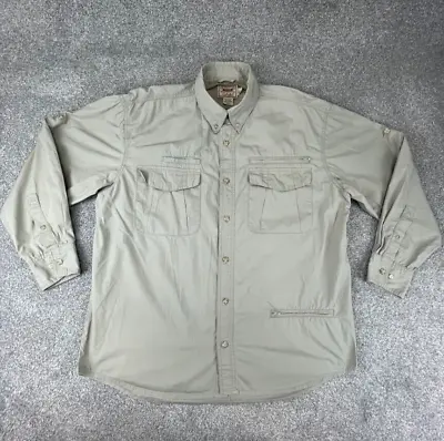 Cabela's Shirt Outfitter Series Men's Large Button-Up Long Sleeve Khaki Pockets • $16.50