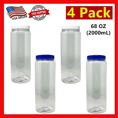 4 Pack Of 68oz Plastic Jars With Lids Airtight Container For Food Storage 2000mL • $19.99