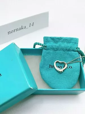 MINT Tiffany & Co Sterling Silver Elsa Peretti Open Heart15mm Necklace With Box • $99.99