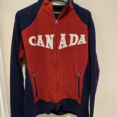 NBT Canada Maple Leaf Hoodie Full Zip Jacket Size XL Navy & Red Fleece Pockets • $12.99