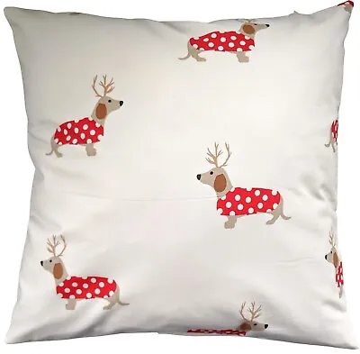 £8.99 • Buy Handmade Cushion Cover In Laura Ashley Christmas Dachshund Dogs 16 