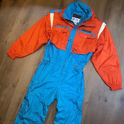 $169.99 • Buy Descente Ski Suit One Piece Snowsuit Snow Bib USA Ski Team Vtg 80s Mens LARGE