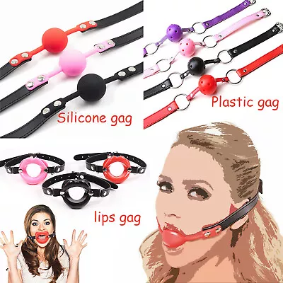 New Open Mouth Gag Harness Lockable Bondage Restraints S&M Faux Leather AUS • $12.89