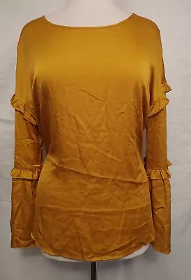 Women's Gorgeous Worthington Medieval Gold L/s  Ruffle Blouse Size L Nwt • $15.52