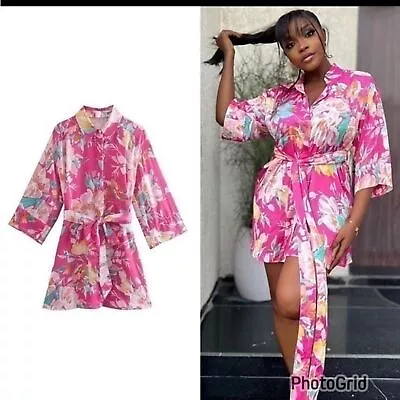 Zara Silk Floral Pink Dress 8269 269 • $65