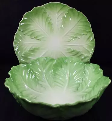 Otagiri Cabbage Green Set Of Dinner Plate And 10.25 Inch Salad Bowl • $58.88