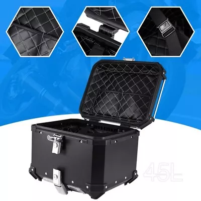 45L Motorcycle Luggage Waterproof Tail Box Scooter Trunk Storage Top Case Balck • $102.19