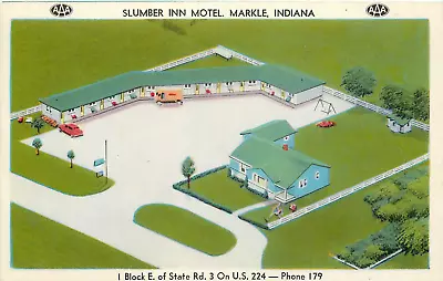 Markle In Slumber Inn Motel Aerial View Chrome Postcard • $4.50