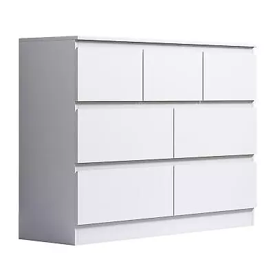 Chest Of 7 Drawers Matt White Merchant Chest Deep Drawer Home Storage • £144.99