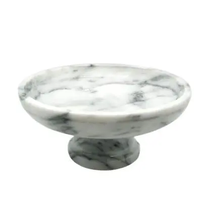 Round Fruit Bowl On Pedestal Marble In White Marble • $66.27