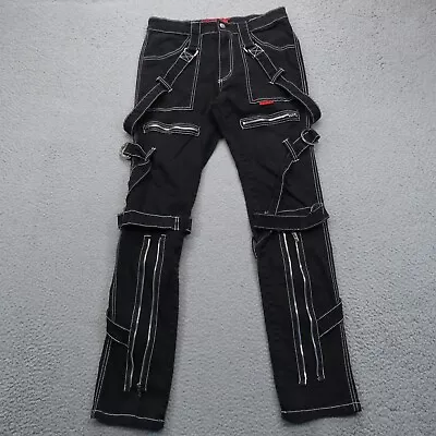 Tripp NYC Pants Mens 32 Black Emo Goth Rave Bondage Chain Zipper Skinny 32x32 • $89.95