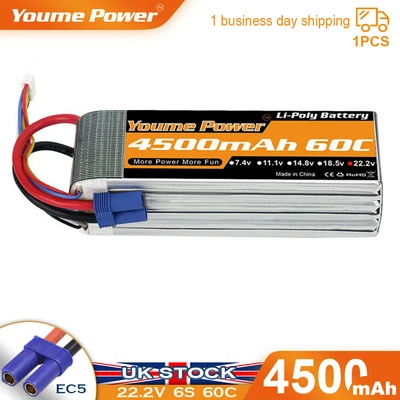£39.56 • Buy 6S 22.2V 4500mAh LiPo Battery 60C EC5 For RC Helicopter Airplane Buggy Truck FPV