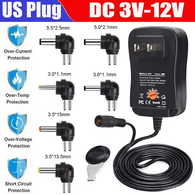 Universal AC To DC 3V~12V Adjustable Power Adapter Supply Charger Electronics • $9.57