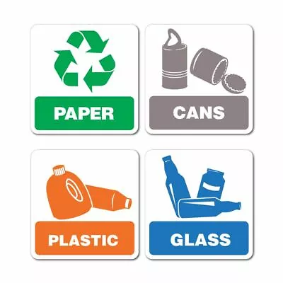 Recycling Paper Cans Plastic Glass Sticker Decal Bin Recycle Eco Friendly Trash • $3.99