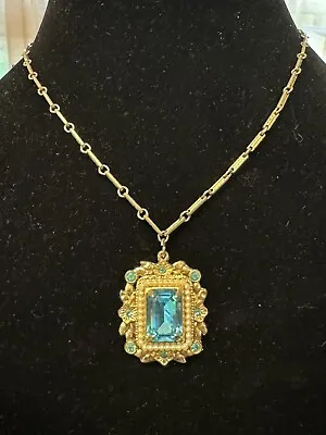 Early Vintage Coro Blue Stone Seed Pearl Necklace • $56.25