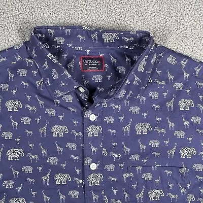 UNTUCKit Mens XL All Over Print Zoo Safari Preppy Casual Button Up Vin Bourro • $18.89