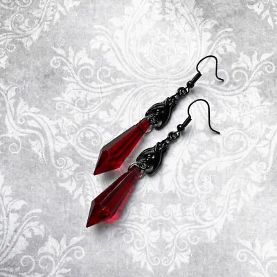 $2.32 • Buy Black Bat Rose Flower Earrings Crystal Dangle Drop Gothic Halloween Jewelry Gift