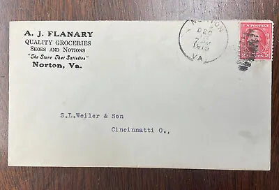 $10 • Buy 1915 Cover A J Flanary Quality Groceries Norton VA “ The Store That Satisfies”