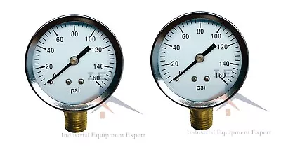 $12.49 • Buy 2 Air Compressor Pressure/Hydraulic Gauge 2  Face Side Mount 1/4  NPT 0-160 PSI