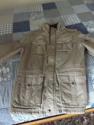 LL Bean Jacket Men's M REG Thinsulate Sherpa Lined Coat Tan Military/Chore • $44.95