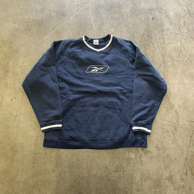 £30 • Buy Reebok Sweatshirt V Neck Vintage 90s USA Sports Sweater, Navy Blue, Mens XL