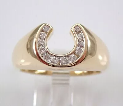 1.55 Ct Round Cut Simulated Diamond Men's Horseshoe Ring 14K Yellow Gold Plated • $69.99